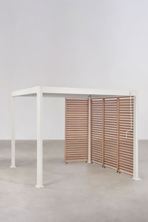 Pérgola bioclimática de aluminio con lamas y paneles Druvia
