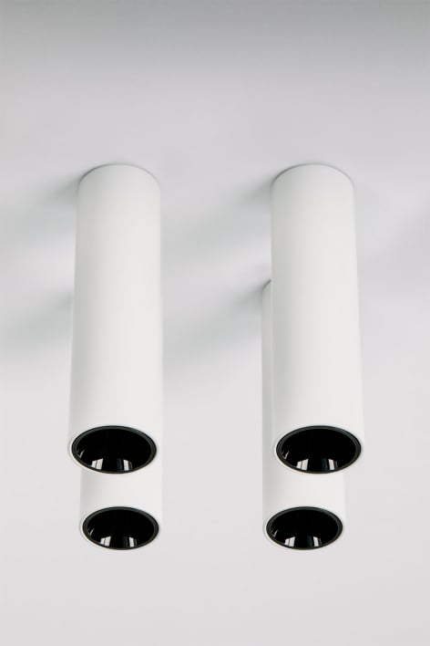 Pack de 4 apliques de techo LED de superficie redondos Ø4 cm en aluminio Luisiana