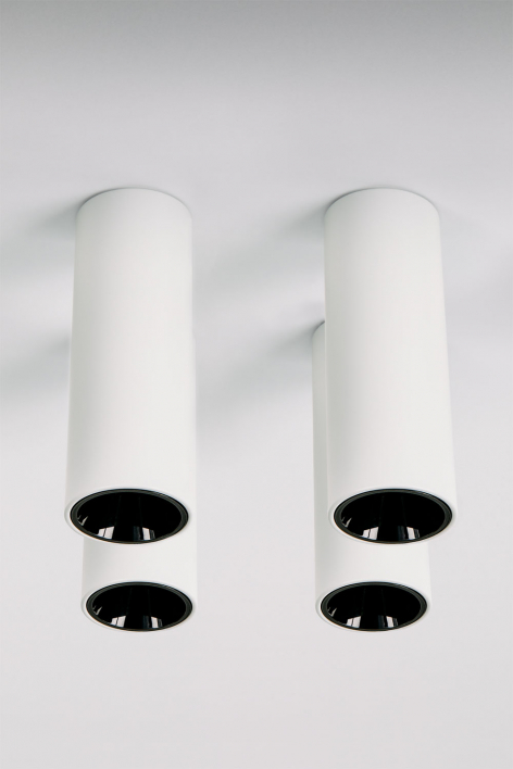 Pack de 4 apliques de techo LED de superficie redondos Ø5,7 cm en aluminio Luisiana