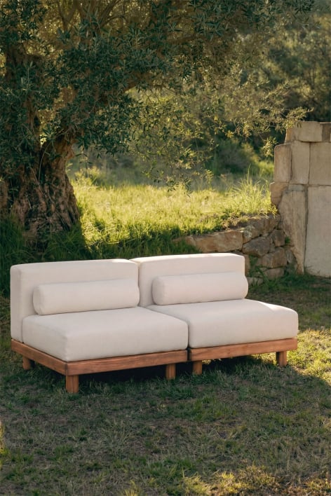 Sofá modular de jardín de 2 piezas en acacia Edrien