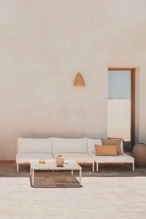 Conjunto de jardín con sofá modular de 3 piezas y mesa de centro Roubly
