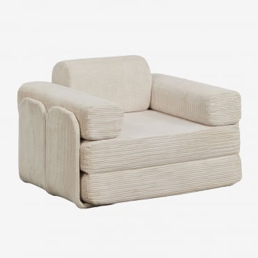 Sillón Cama En Pana Envasado Al Vacío Paoly Pana Beige Lino - Sklum