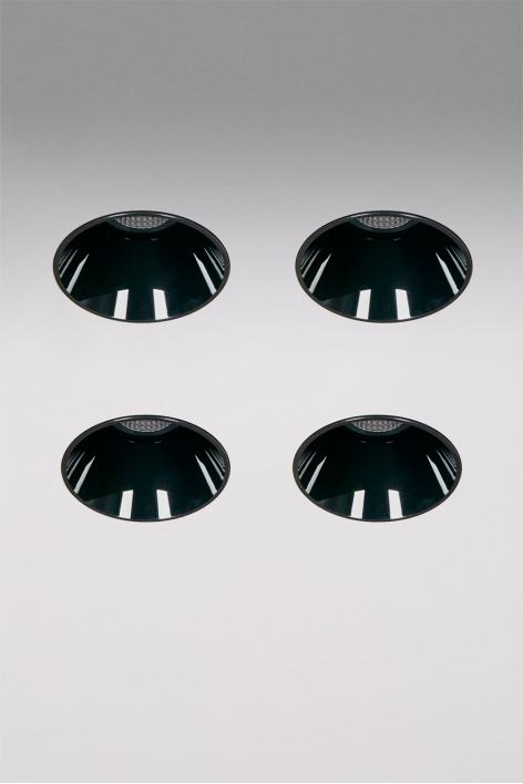 Pack de 4 downlights LED empotrables sin marcos trimless redondos Ø6,8 cm para exterior en aluminio Luisiana
