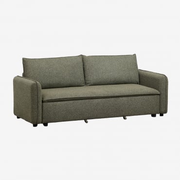 Sofá Cama De 3 Plazas En Tela Bouclé Drovi Bouclé Verde Salvia - Sklum