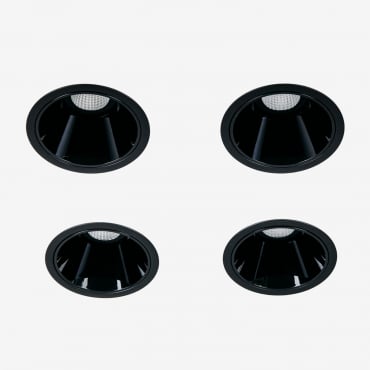 Pack De 4 Downlights Led Empotrables Con Marcos Redondos Ø7 Cm Para Exterior En Aluminio Luisiana Negro & Blanco Frío 4000k & 6 W & 23o - Sklum