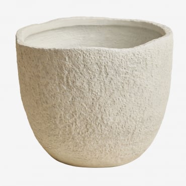 Macetero De Exterior En Cemento Nuria Ø30 Cm - ↑25 Cm & Blanco - Sklum