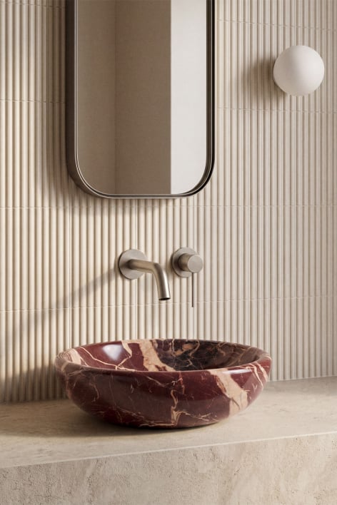 Lavabo redondo Ø40 cm en piedra natural Eskel - Mármol Rojo Cherry Gold