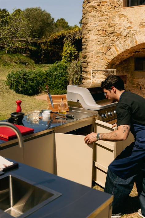 Módulo de almacenaje para cocina modular de exterior en acero Rivana