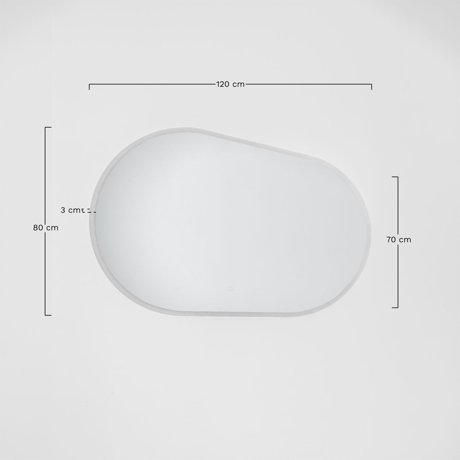Espejo de pared ovalado para baño con luz LED y antivaho Riben , medidas