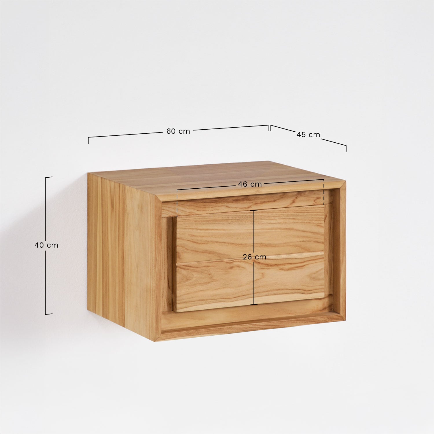 Conjunto de mueble de baño suspendido en madera de teca Jabari, medidas