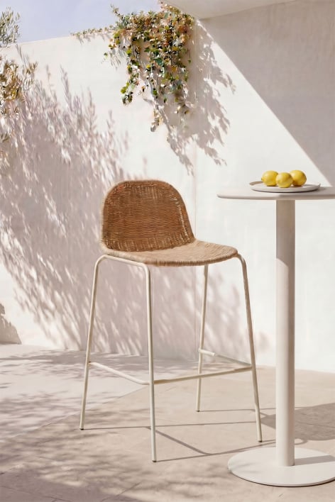 Taburete alto de jardín apilable en ratán sintético Reiven - Beige Tapioca