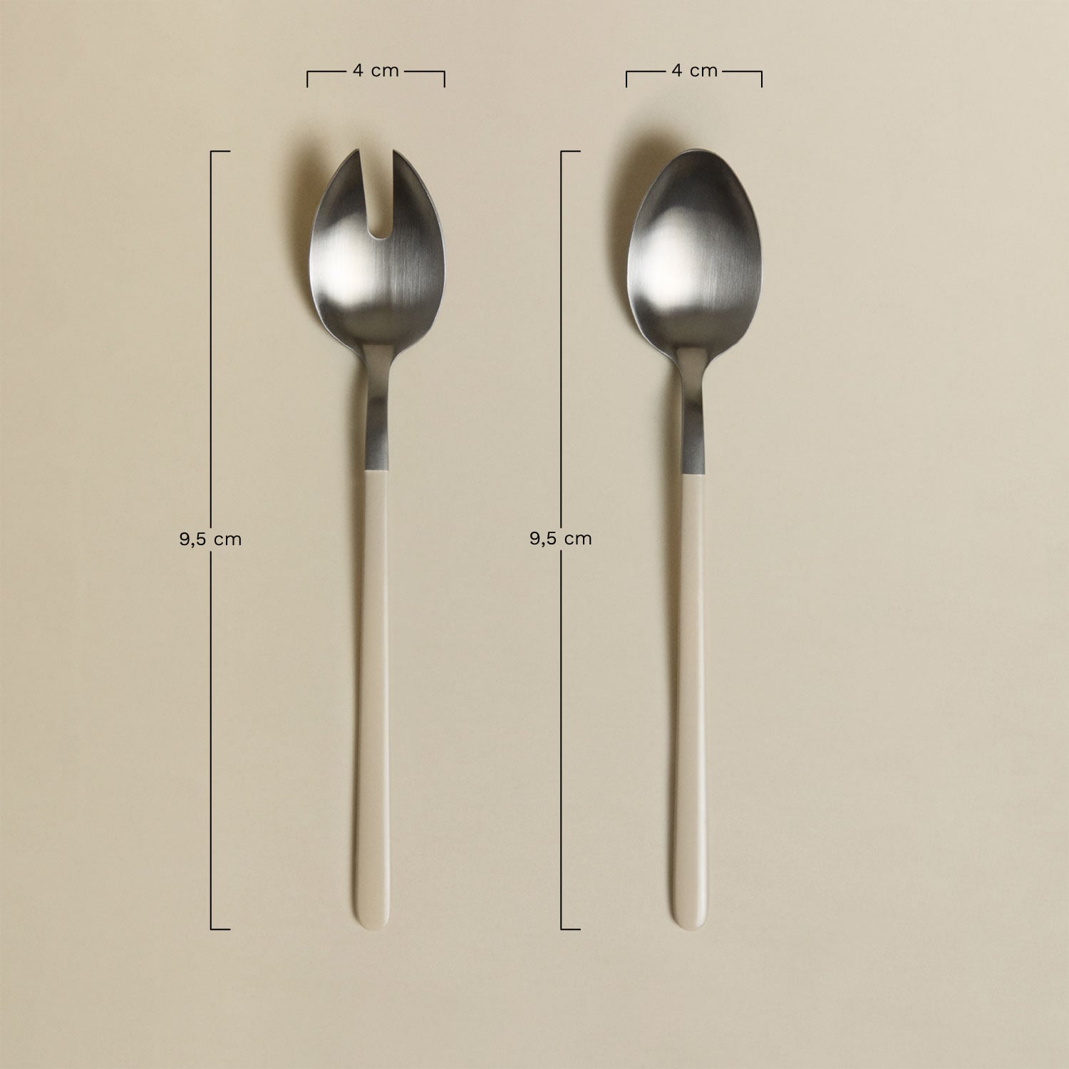 Set de 2 cubiertos para ensalada en acero inoxidable Cressida, medidas
