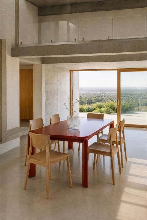 Mesa de comedor rectangular 200x100 cm en MDF Ginebra - Rojo Vino