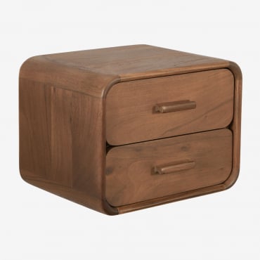 Pack De 2 Mesitas De Noche Rectangulares Flotantes 40x30 Cm En Madera Aylin Marrón Acacia Oscuro - Sklum