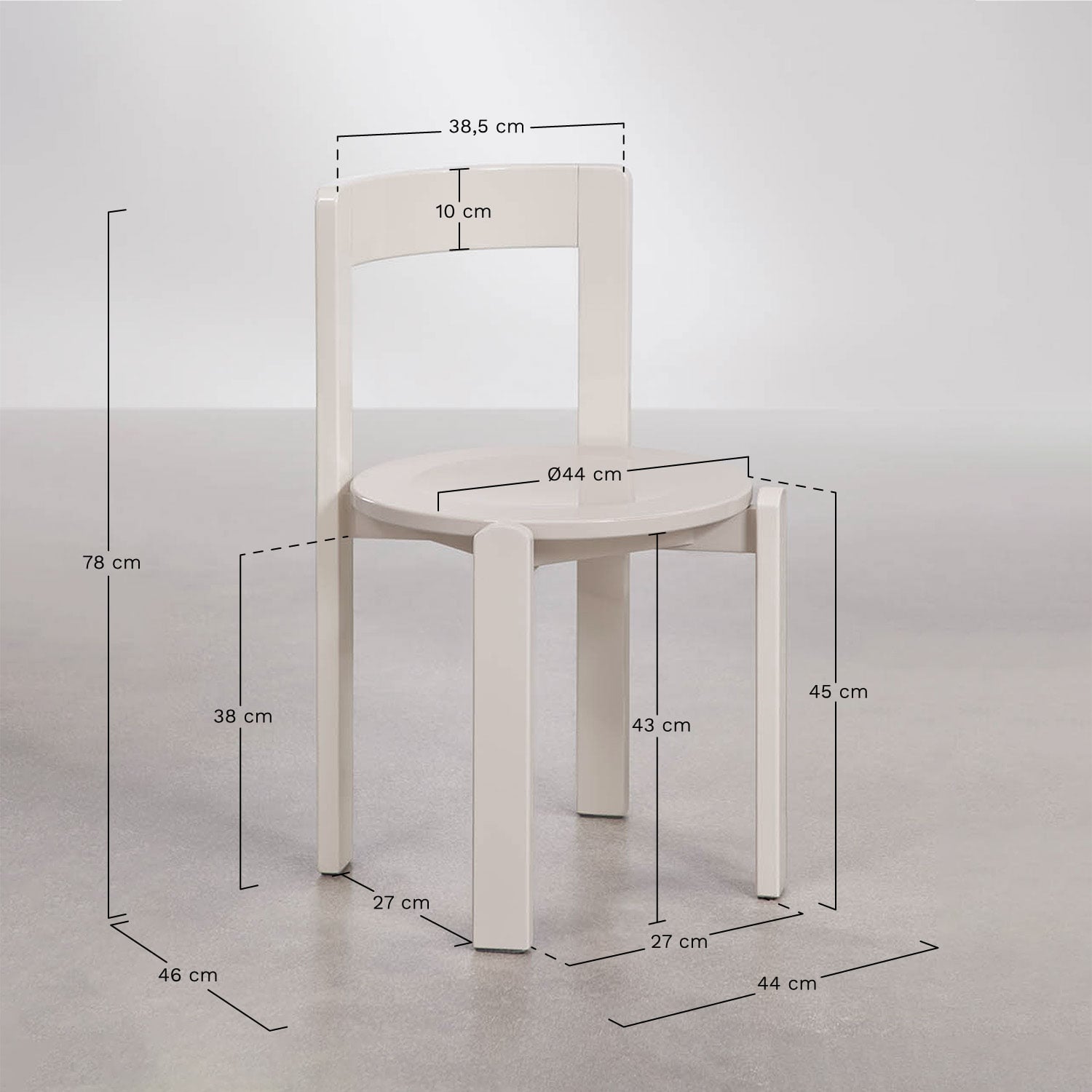 Silla de comedor en madera de roble Noreli, medidas