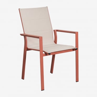 Silla De Jardín Apilable Con Reposabrazos En Aluminio Karena Beige Tapioca - Terracota - Sklum