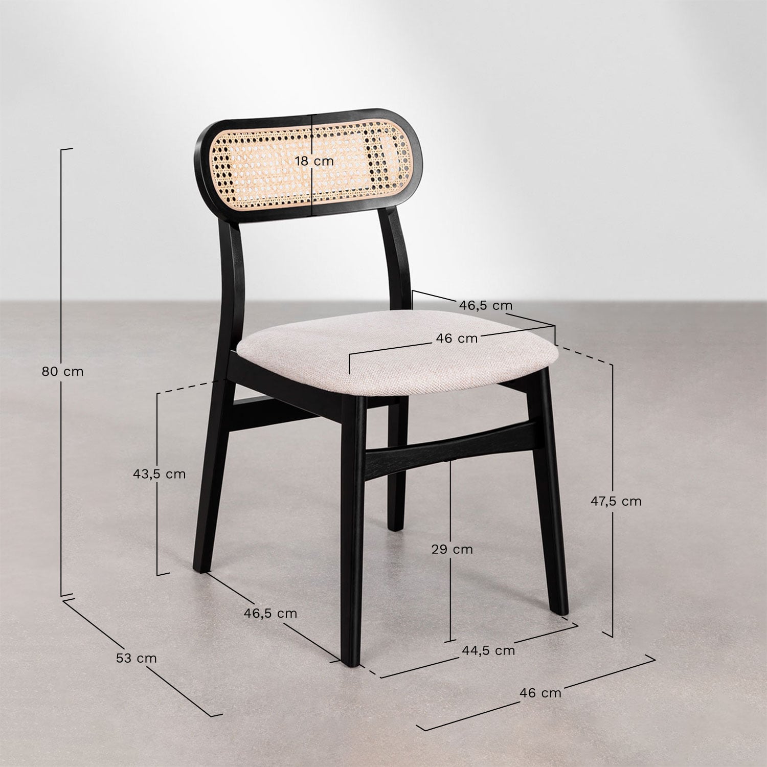 Silla de comedor en madera Leivel Classic, medidas