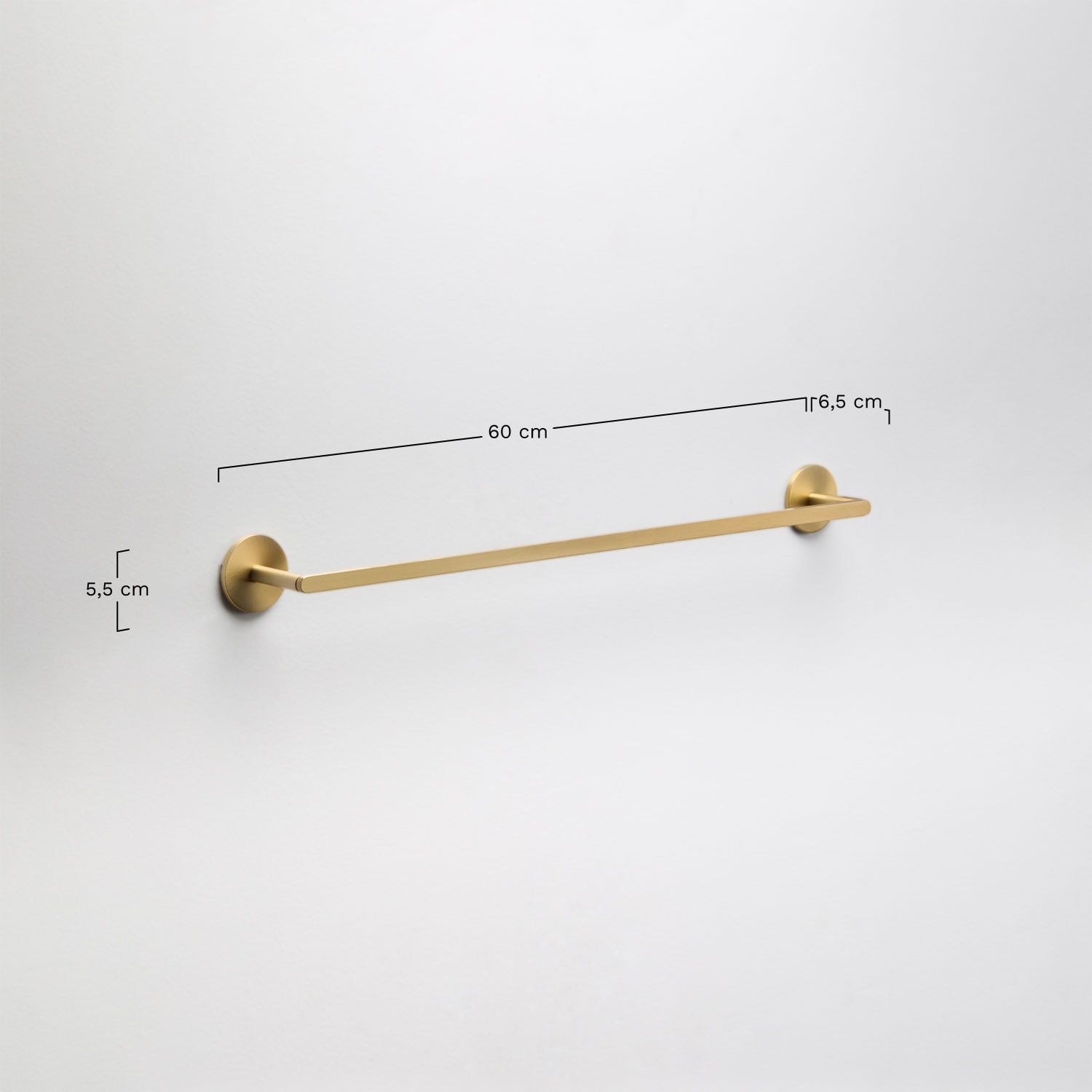 Toallero adhesivo de pared con barra para baño en acero inoxidable Caldrumi, medidas