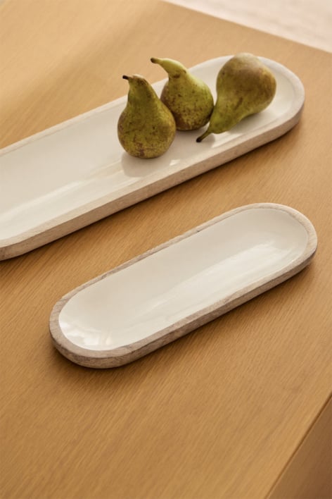 Bandeja decorativa en madera de mango Fruela