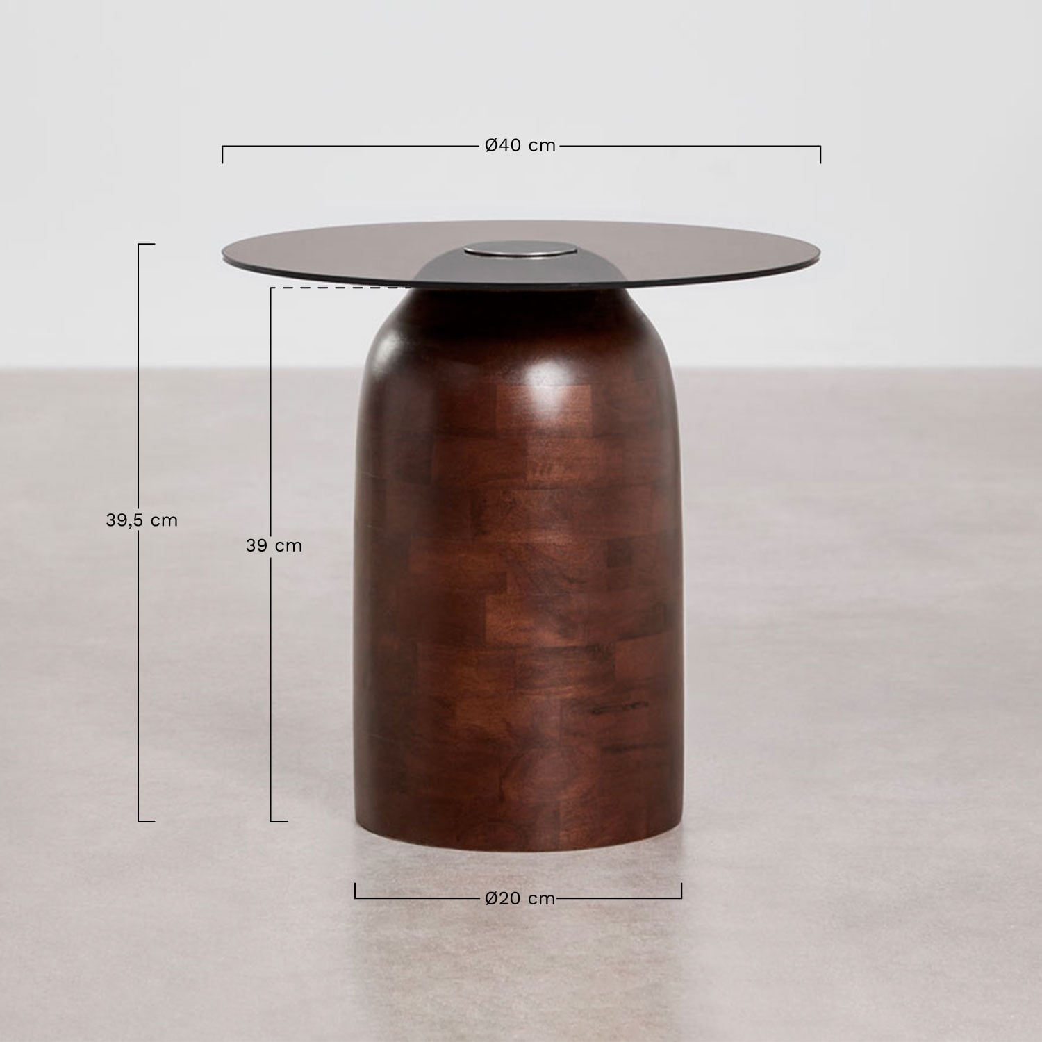 Mesa auxiliar redonda Ø40 cm Alliser, medidas