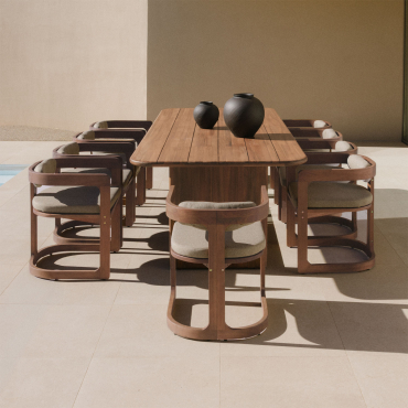 Set De Mesa Rectangular 265x120 Cm En Madera De Acacia Siena Y 10 Sillas De Jardín En Madera De Eucalipto Selira Marrón Acacia - Sklum