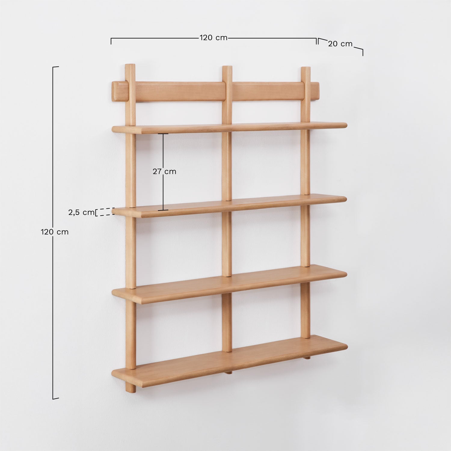Estantería de pared en madera Mianor, medidas