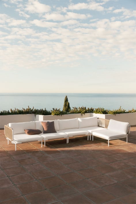 Sofá modular de jardín rinconera de 5 piezas en acero Roubly