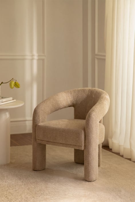 Sillón tapizado Greca - Chenilla Gruesa Marrón Latte