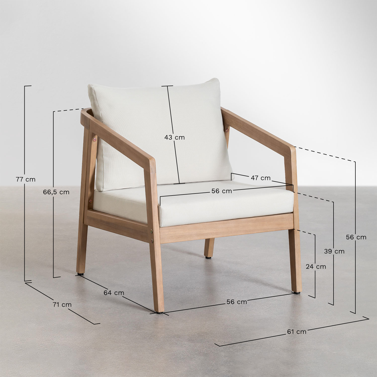 Conjunto de salón en madera de acacia Kaela  , medidas