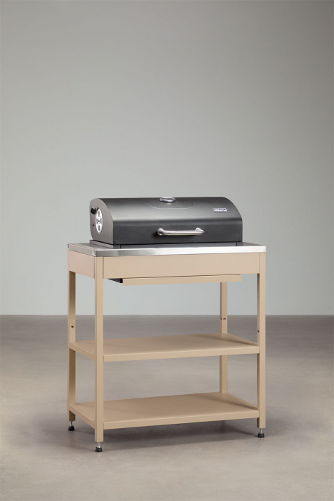 Módulo con barbacoa de carbón para cocina modular de exterior en acero Savona