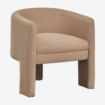 Silla De Comedor Con Reposabrazos Tapizada Irati Bouclé Marrón Trigo - Sklum