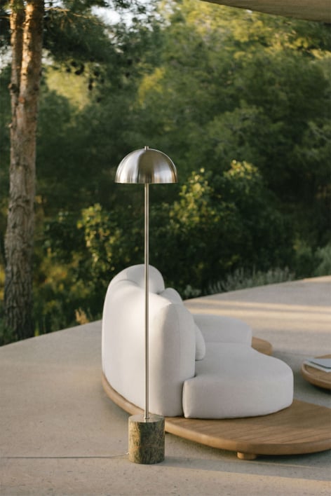 Lámpara de pie LED  para exterior en acero inoxidable y piedra natural Nicolas