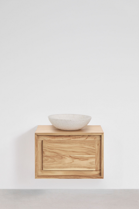 Conjunto de mueble de baño suspendido 60x45 cm en madera de teca Jabari - Madera de Teca Clara 