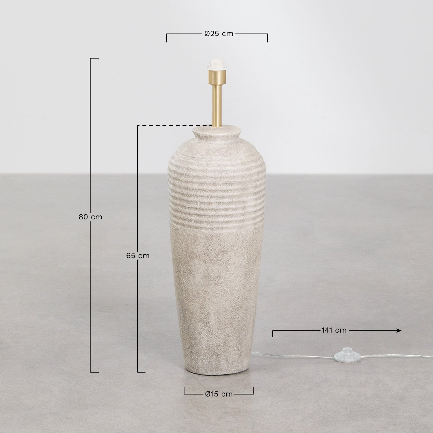 Base para lámpara de pie 65 cm en cerámica Arondir, medidas