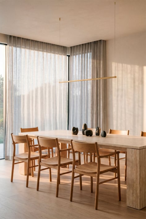 Mesa de comedor rectangular 240x110 cm en travertino Gundemar