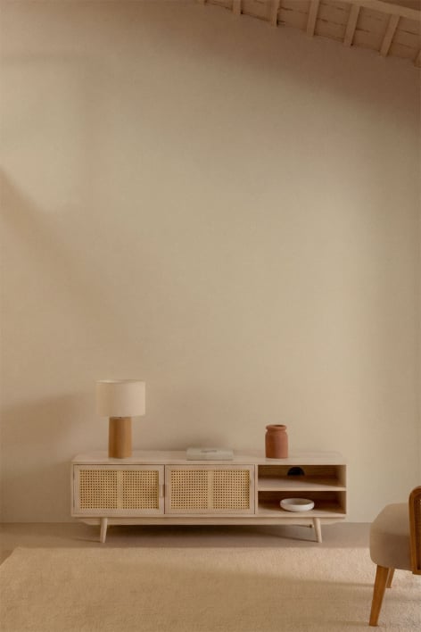 Mueble TV 150x40 cm en madera natural Ralik