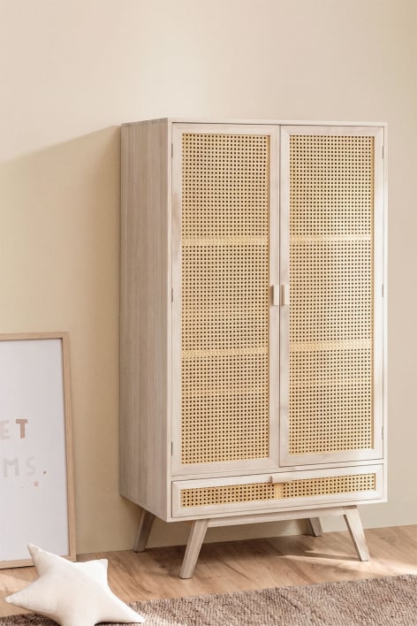 Armario con cajón en madera acabado natural Ralik Design