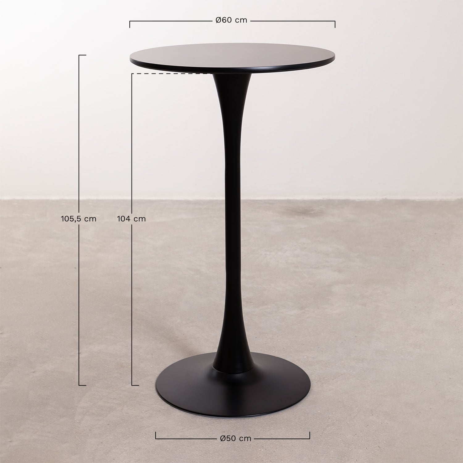 Mesa alta redonda Ø60 cm en MDF y metal Ivet , medidas