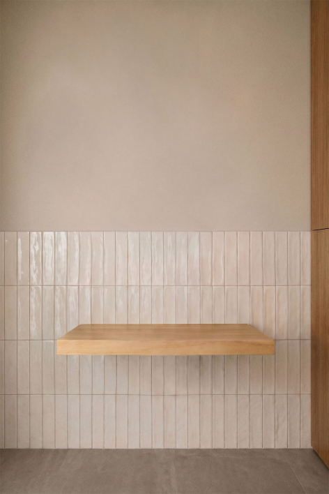 Conjunto de mueble de baño suspendido en madera de teca Venetian - Madera de Teca Clara 