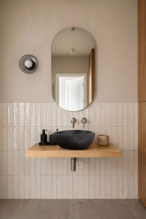 Conjunto de mueble de baño suspendido en madera de teca Venetian - Madera de Teca Clara 