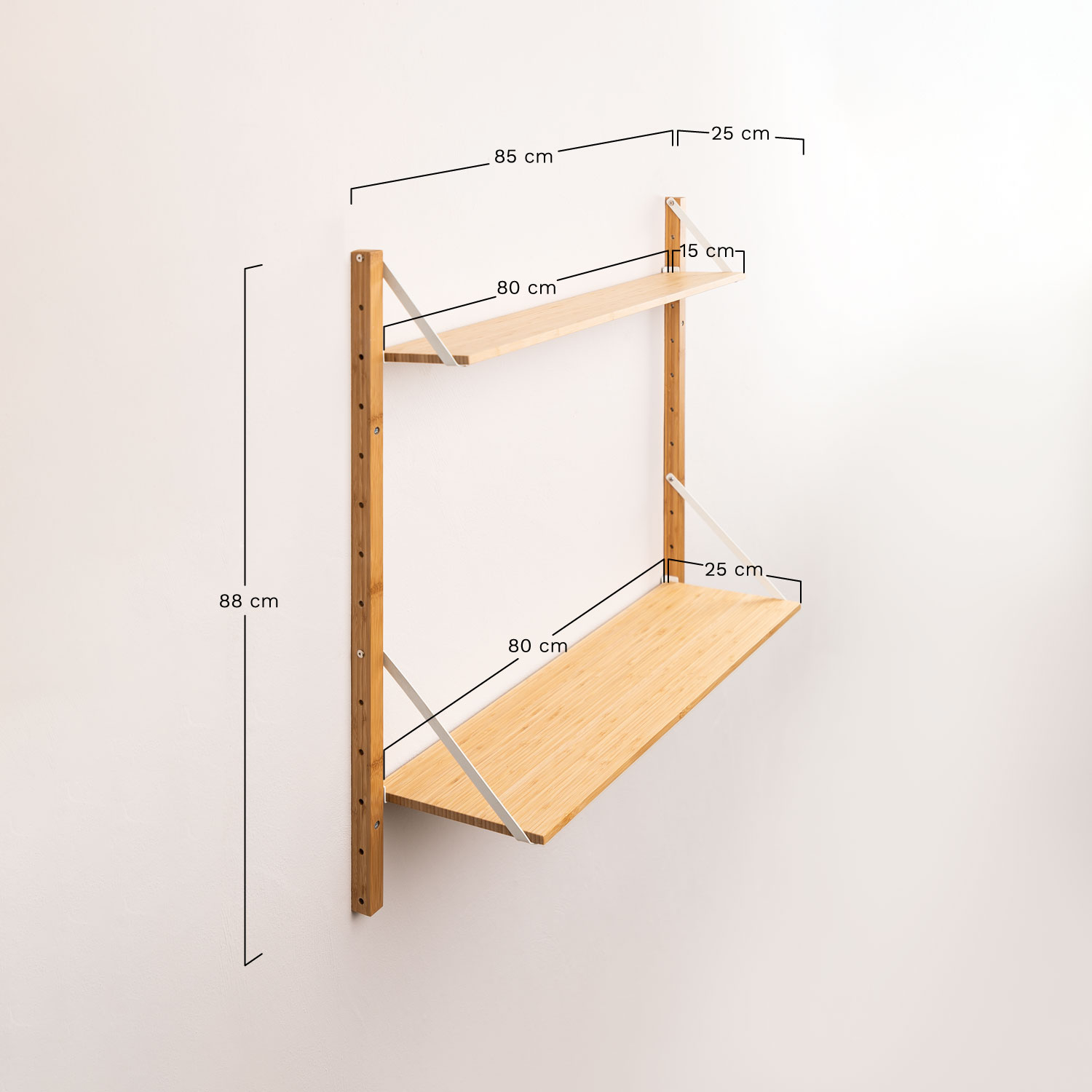 Estantería modular de pared en bambú Kolex , medidas