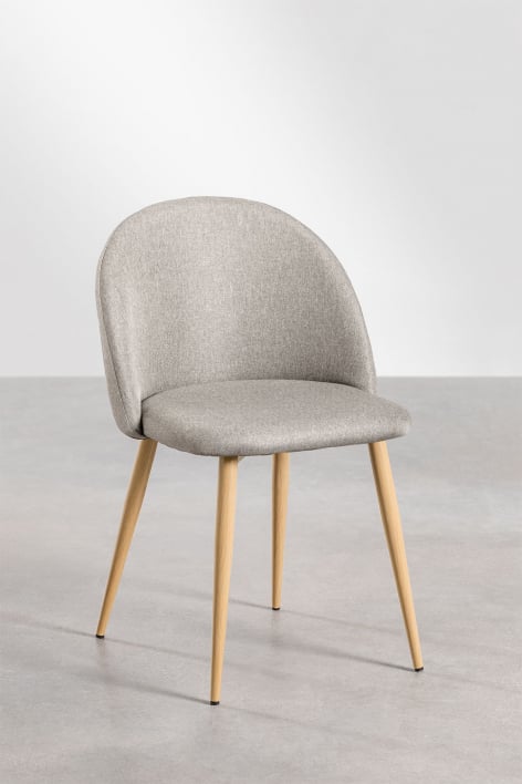 Silla de comedor tapizada y en acero Kana - Lino Marrón Moka