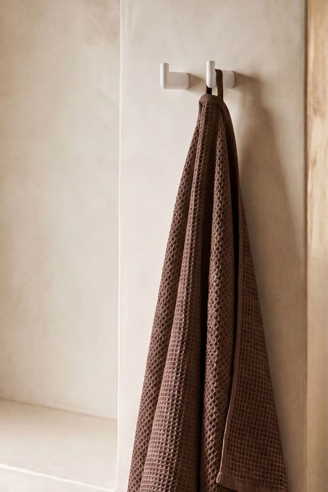 Percha para baño en acero inoxidable y blanco Rovent
