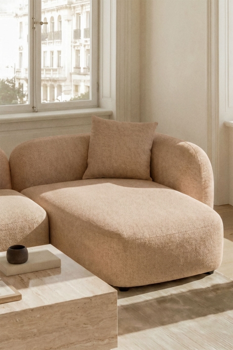 Módulo chaise longue derecho para sofá modular en chenilla Coco - Chenilla Gruesa Marrón Latte