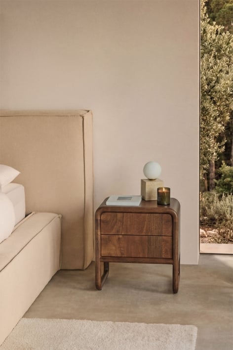 Mesita de noche 45x35 cm en madera de mango Maupaul