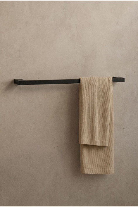 Toallero de pared con barra 60 cm para baño en acero inoxidable negro mate Olvam
