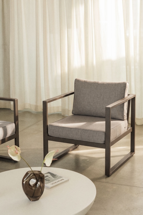 Sillón en aluminio Lipov - Marrón Chocolate