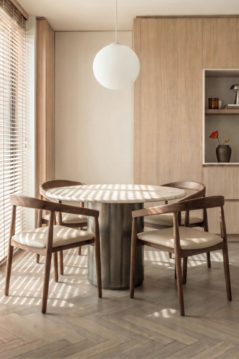 Mesa de comedor redonda Ø120 cm Luceida - Mármol Beige Panther
