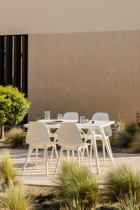 Mesa de jardín rectangular 135x80 cm en polipropileno Scand - Blanco