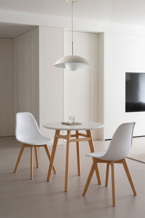 Mesa de comedor redonda en MDF y madera de haya Scand Nordic